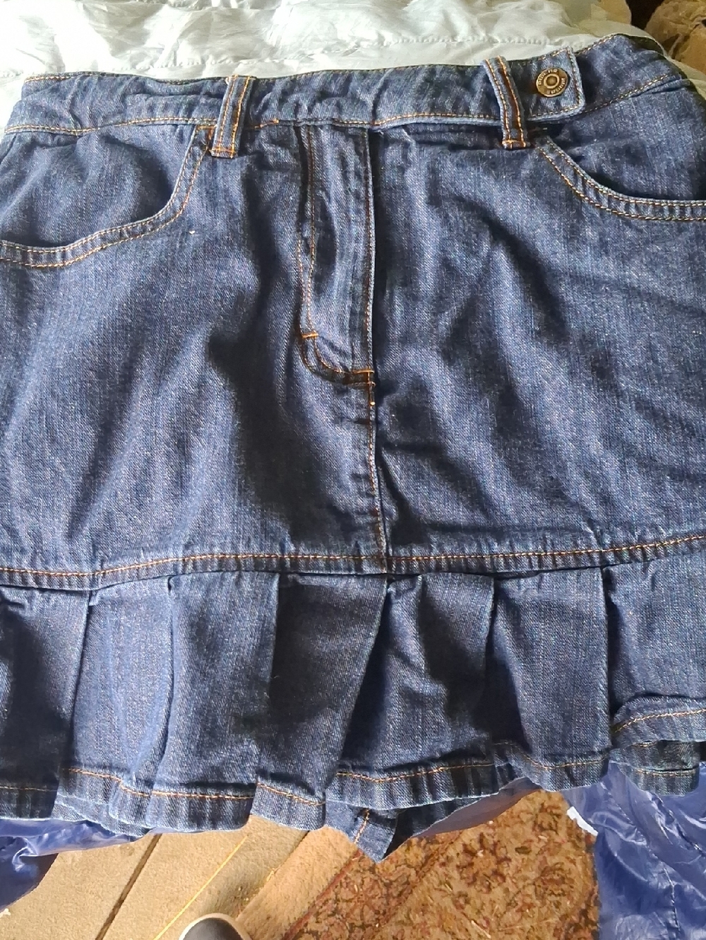 Riders by Lee Dark Blue Denim Skirt with Contrast Stitching